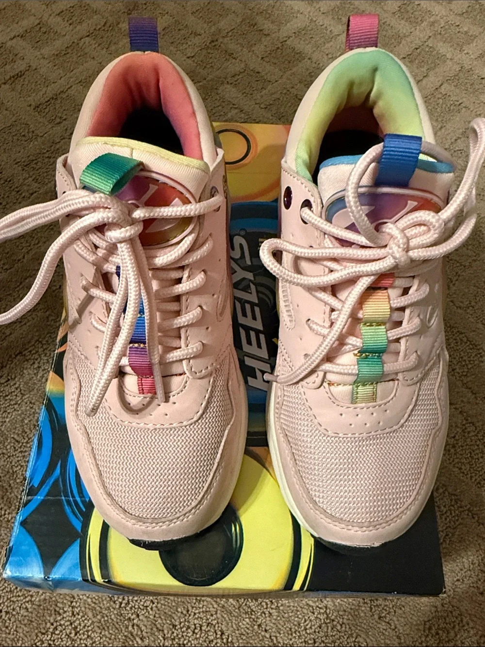 Heelys Pink Sneakers with Rainbow Pull Tabs